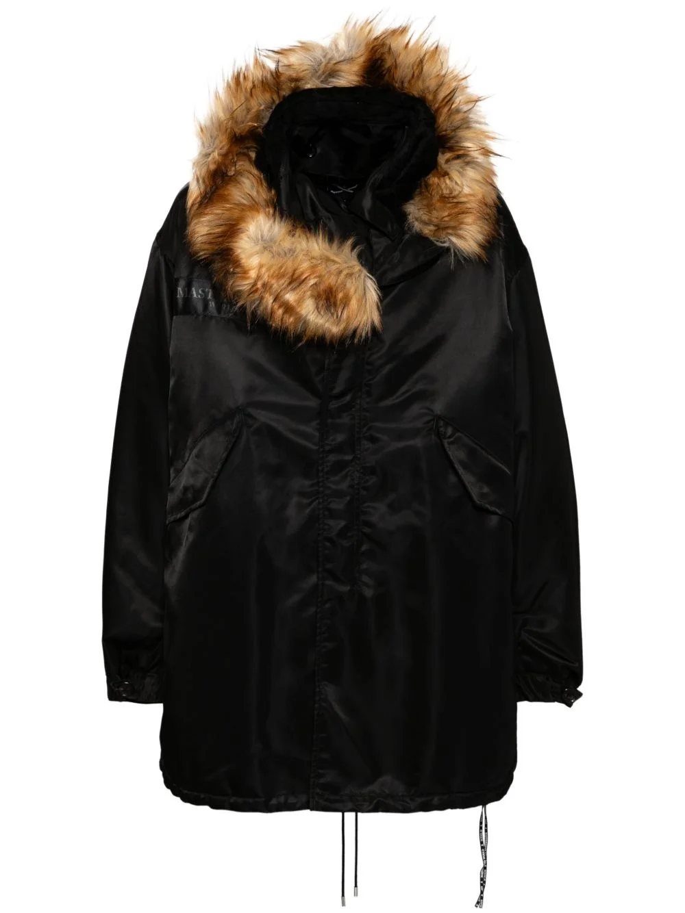 logo print parka coat - 1