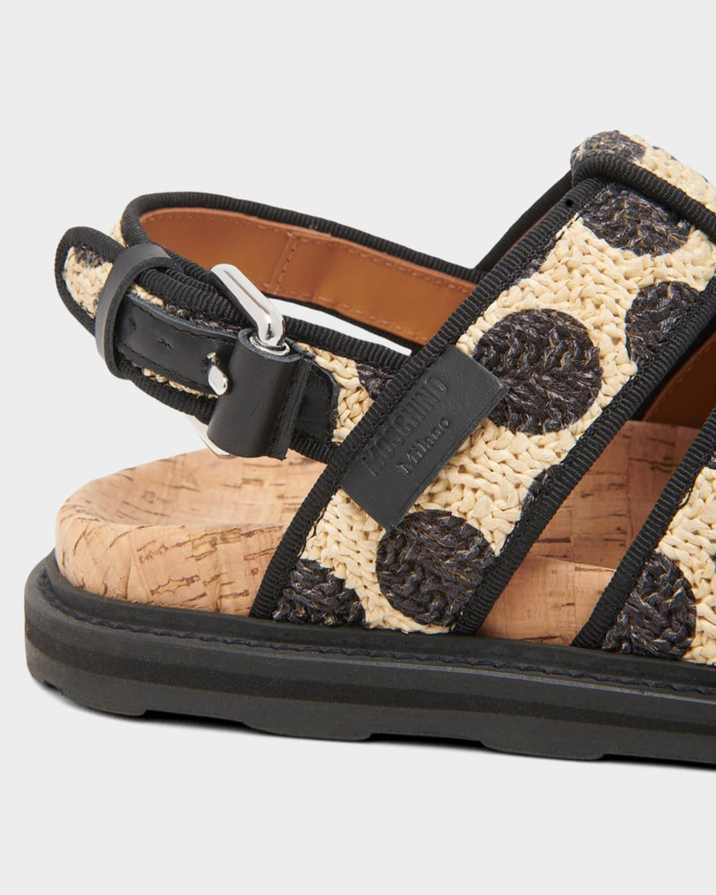 Polka Dot Raffia Fisherman Sandals 3
