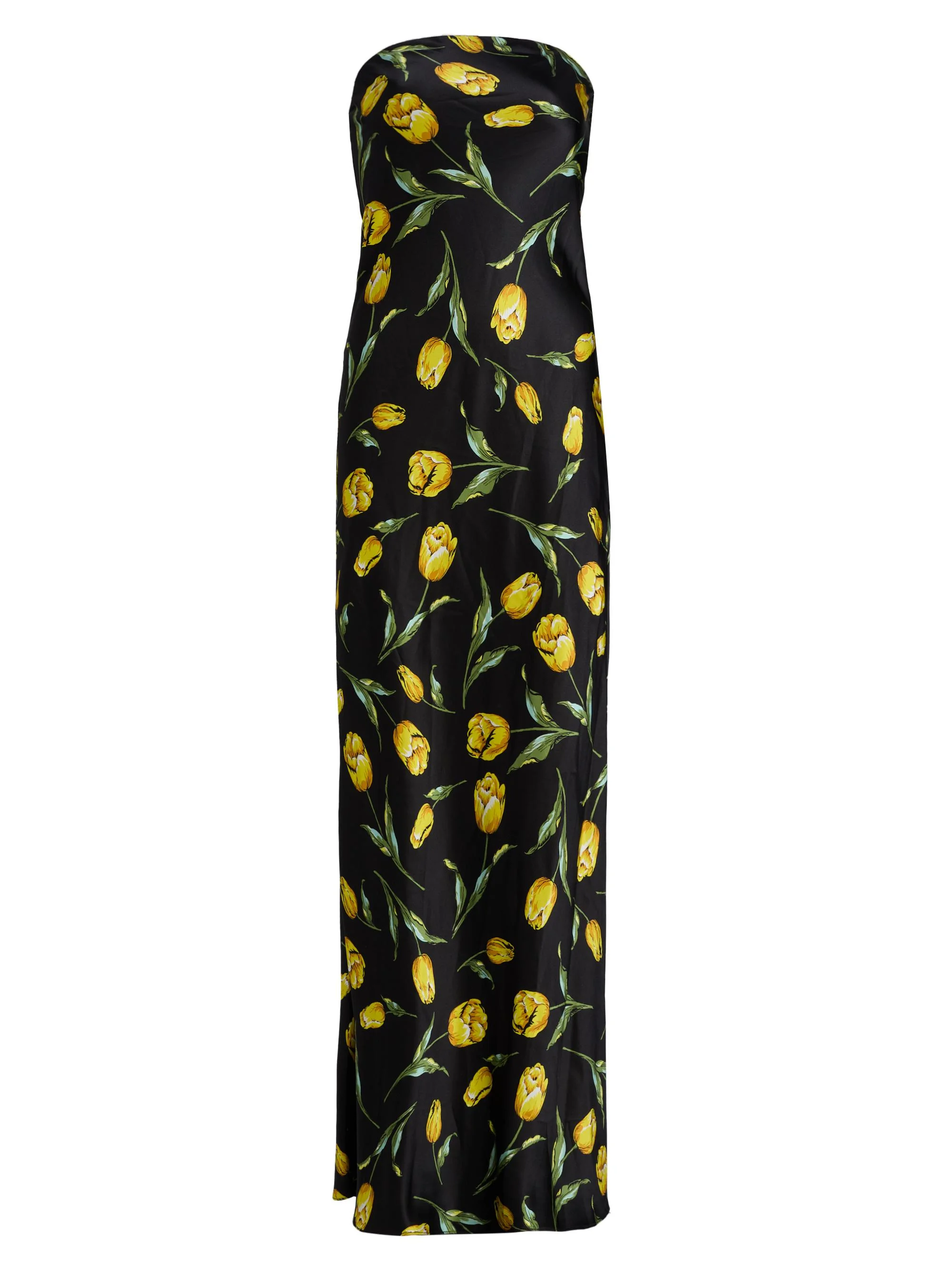 Women's Tulip Silk Satin Strapless Gown - Black - 1