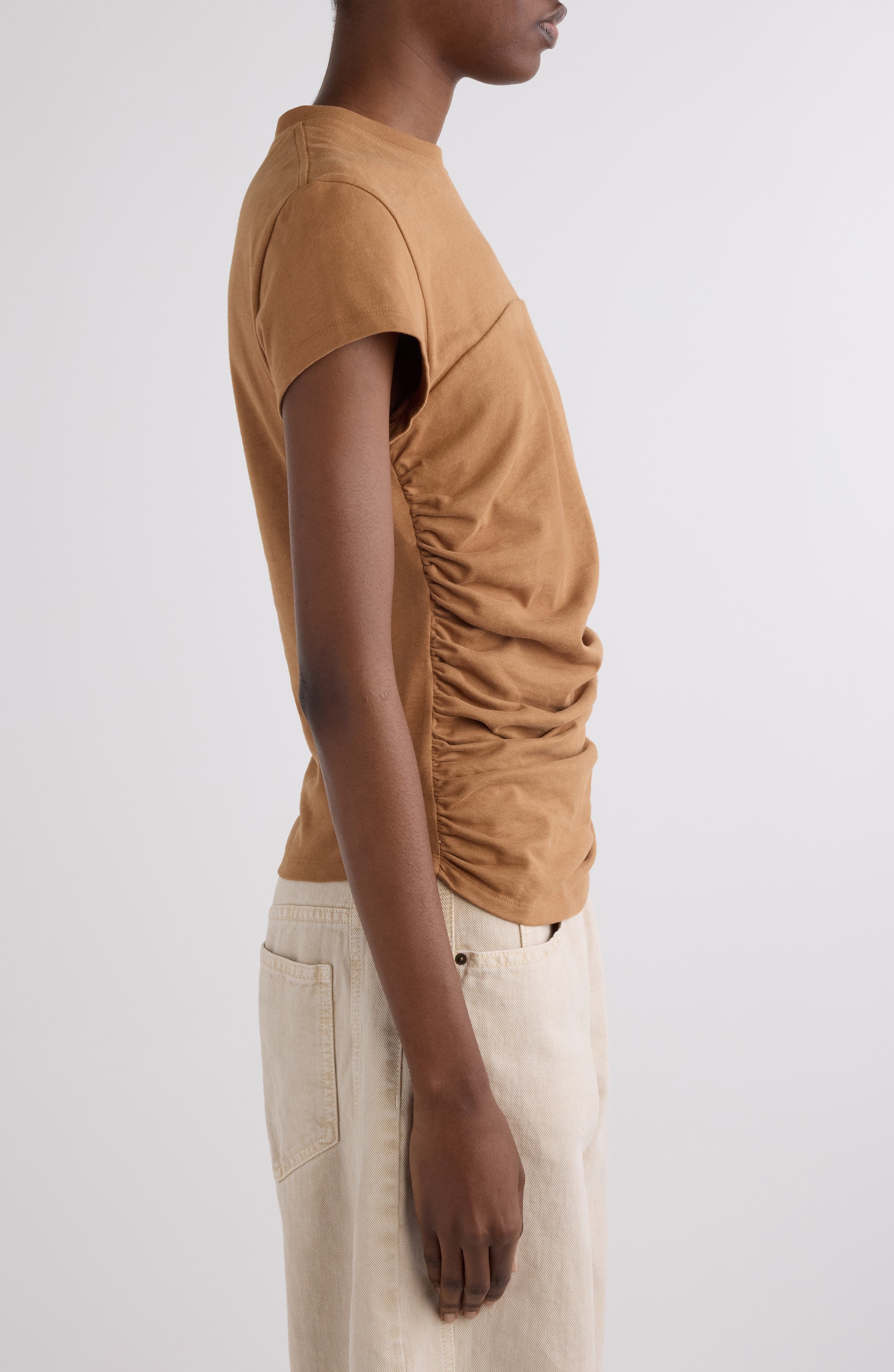 Isabel Marant Maelie Ruched T-Shirt in Caramel at Nordstrom - 4
