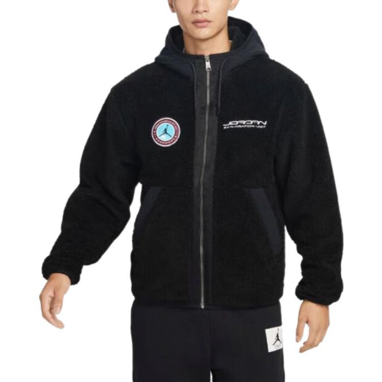 Air Jordan Brand Patch Zipper Hoodie Men's Black FB1908-010 - 2