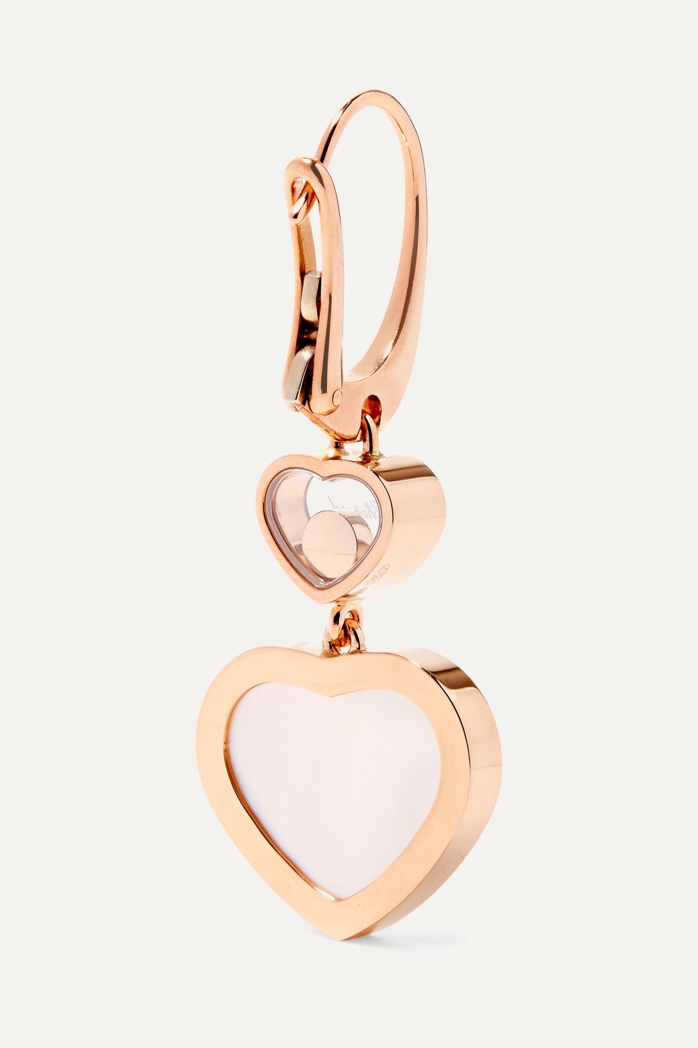 Happy Hearts 18-karat rose gold, diamond and mother-of-pearl earrings - 4