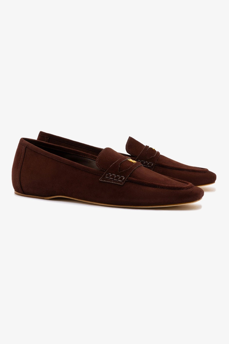 Suki Flat Loafer In Brown Suede 3