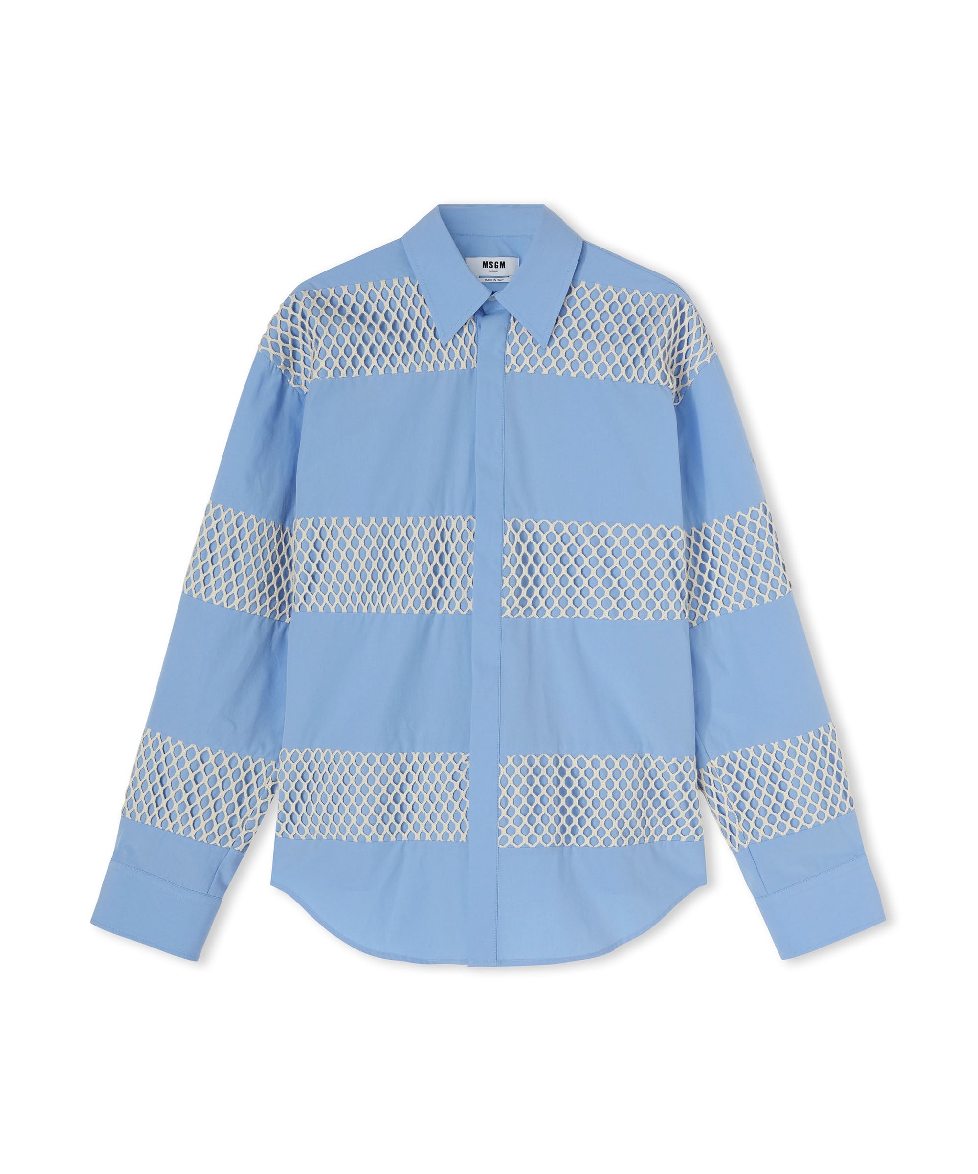 Organic poplin cotton shirt with mesh details - 2