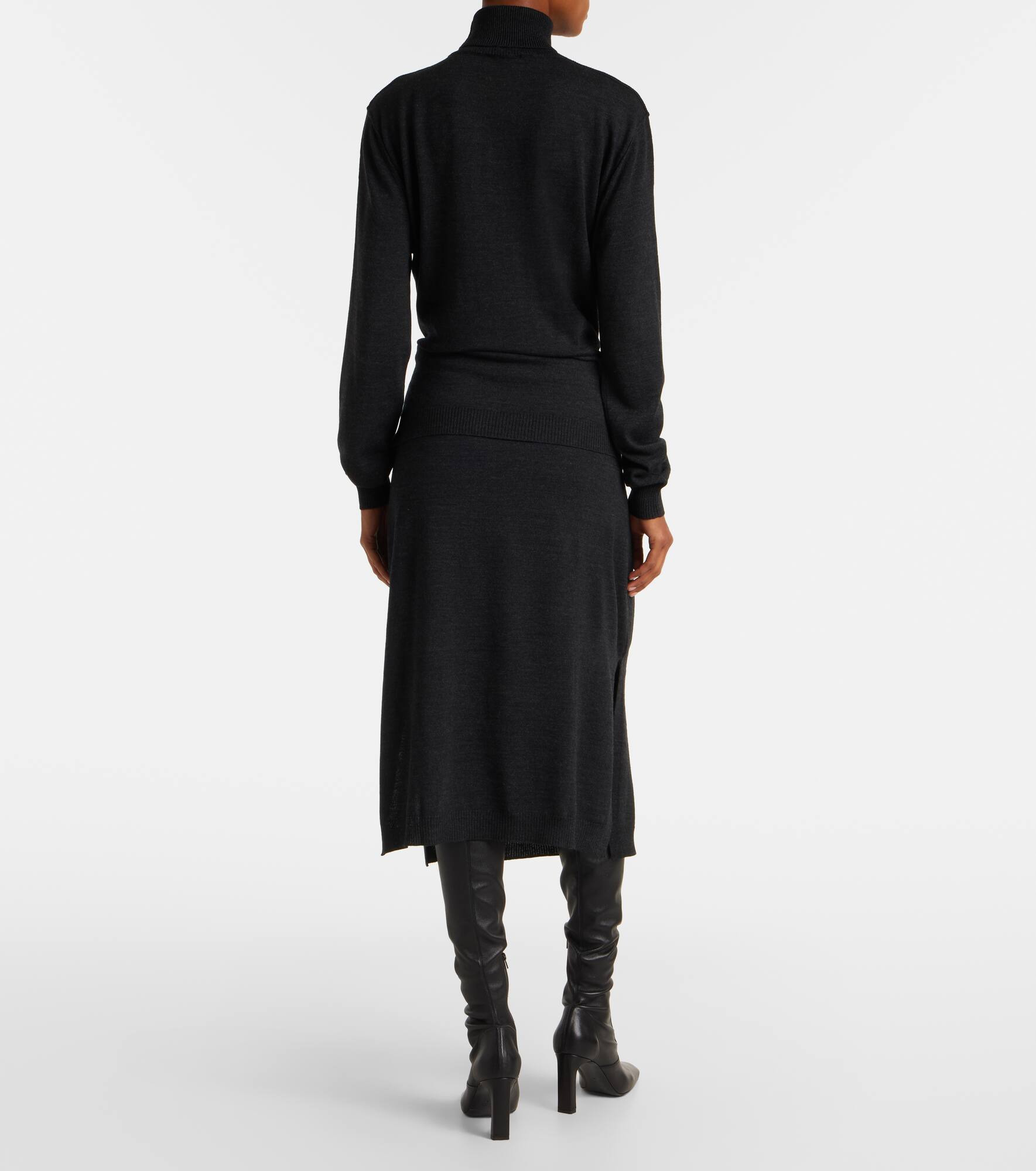 Turtleneck wool-blend midi dress - 3