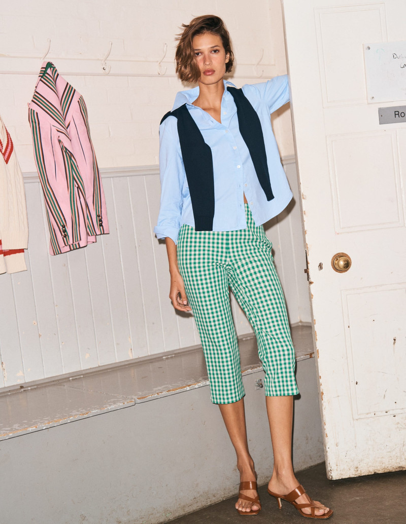 BODEN Capri Pants-Rich Emerald, Gingham outlook