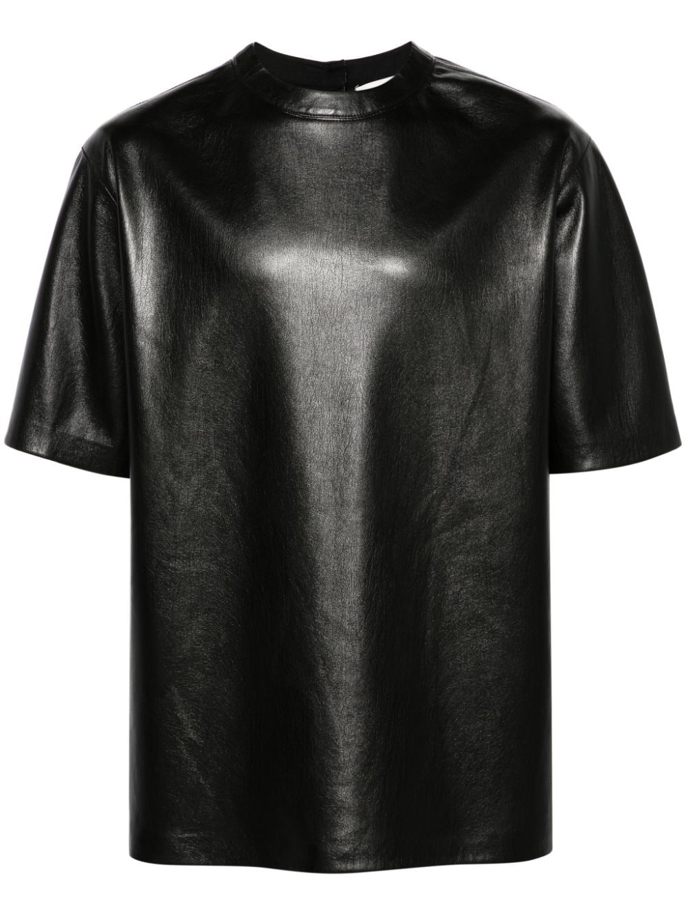 drop-shoulder faux-leather T-shirt - 1