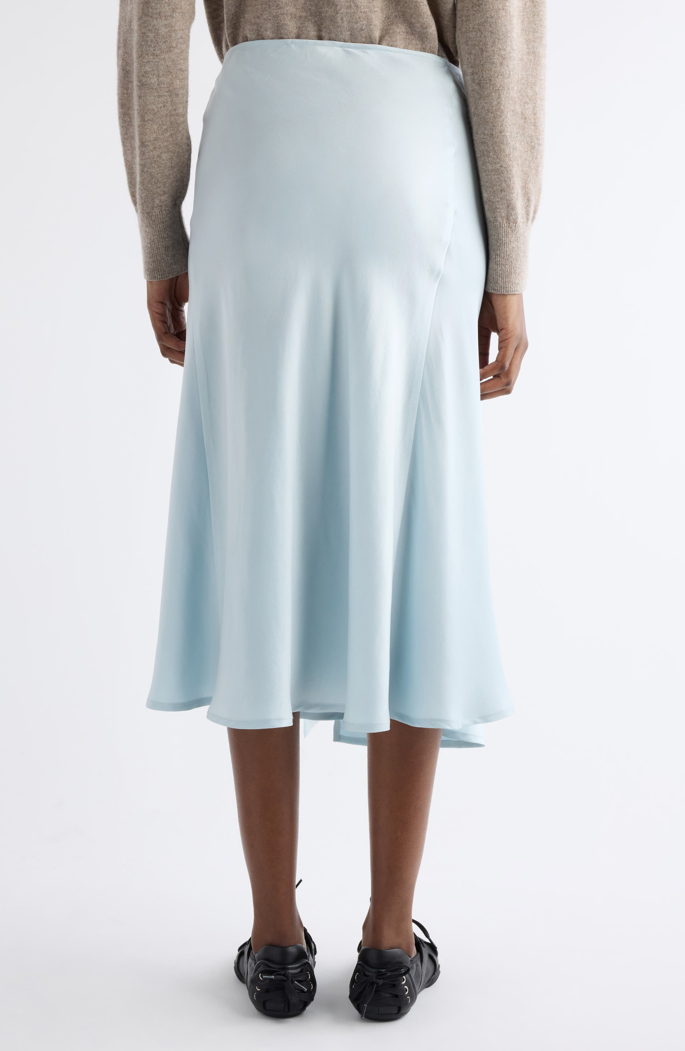 Acne Studios Igona Silk Satin Wrap Skirt in Light Blue at Nordstrom - 3