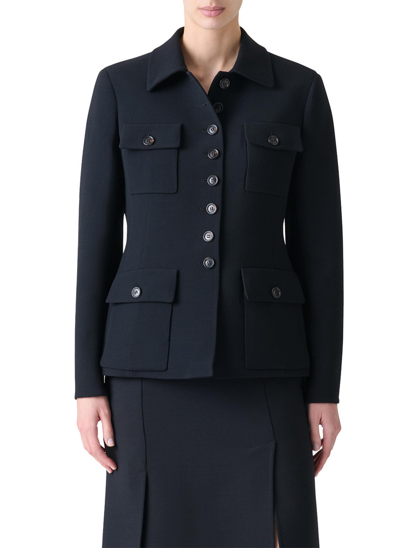 Women's Virgin-Wool Military Jacket - Black 3