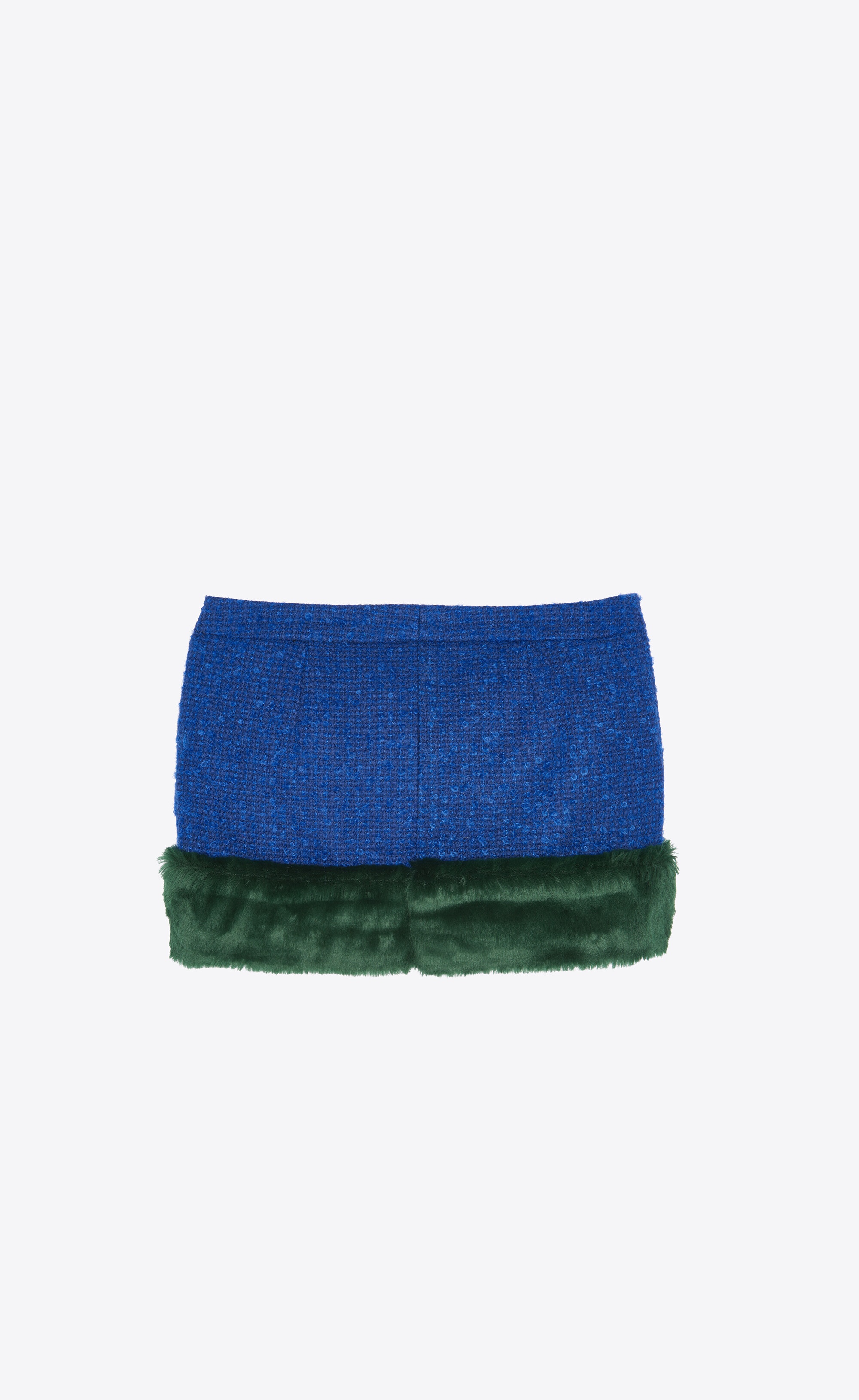 mini skirt in bouclé tweed with faux-fur - 2