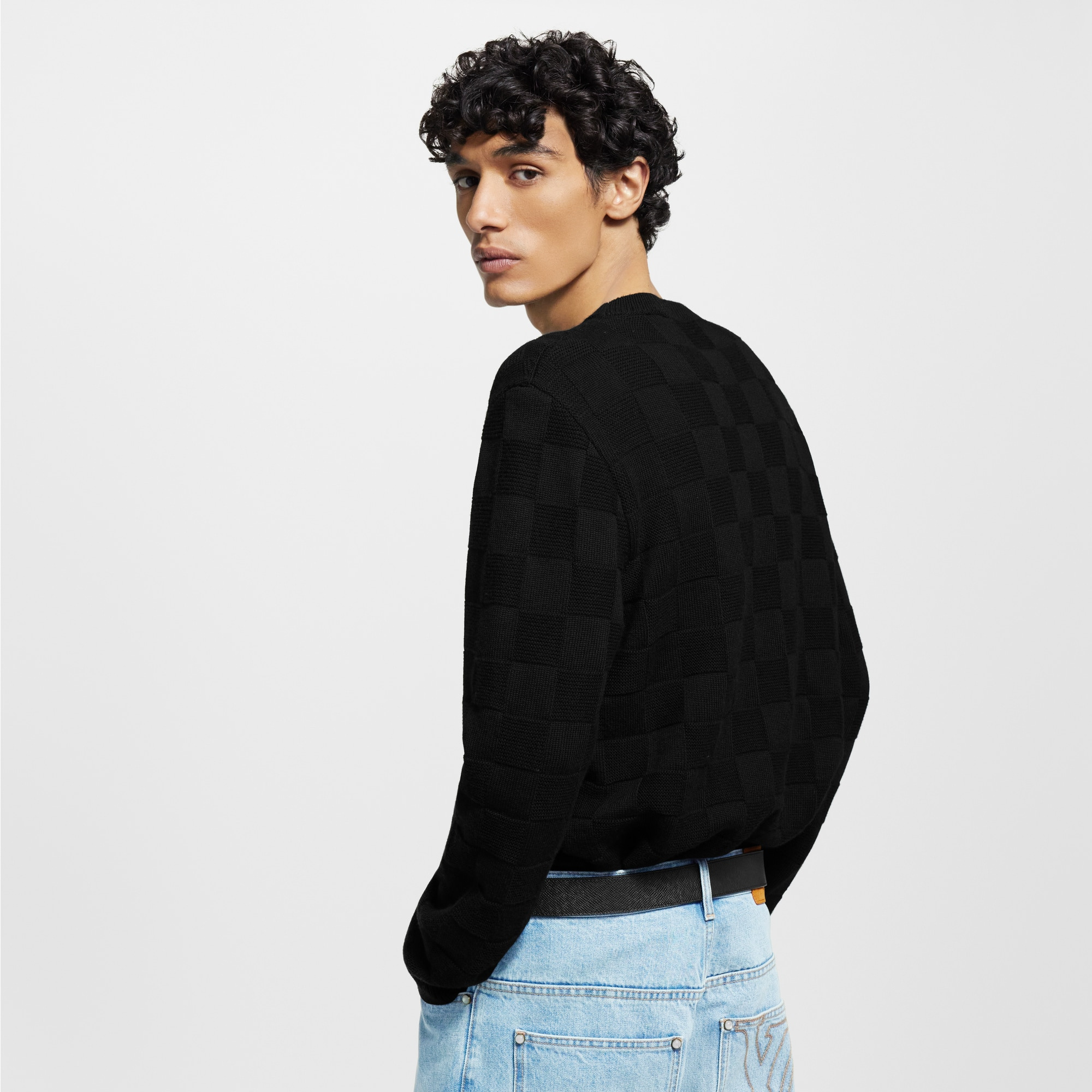 Embellished Wool Damier Pullover - 4