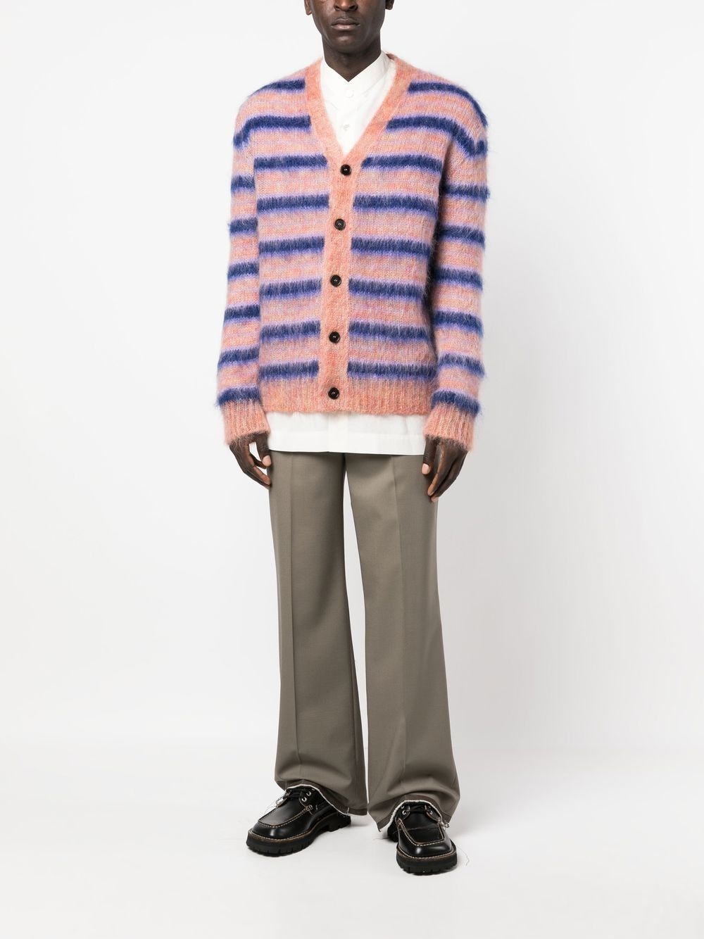 striped mohair-blend cardigan - 2