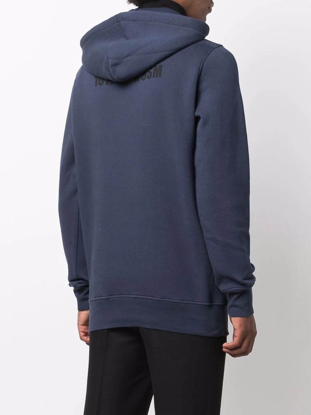 reverse logo-print rib-trimmed hoodie - 4