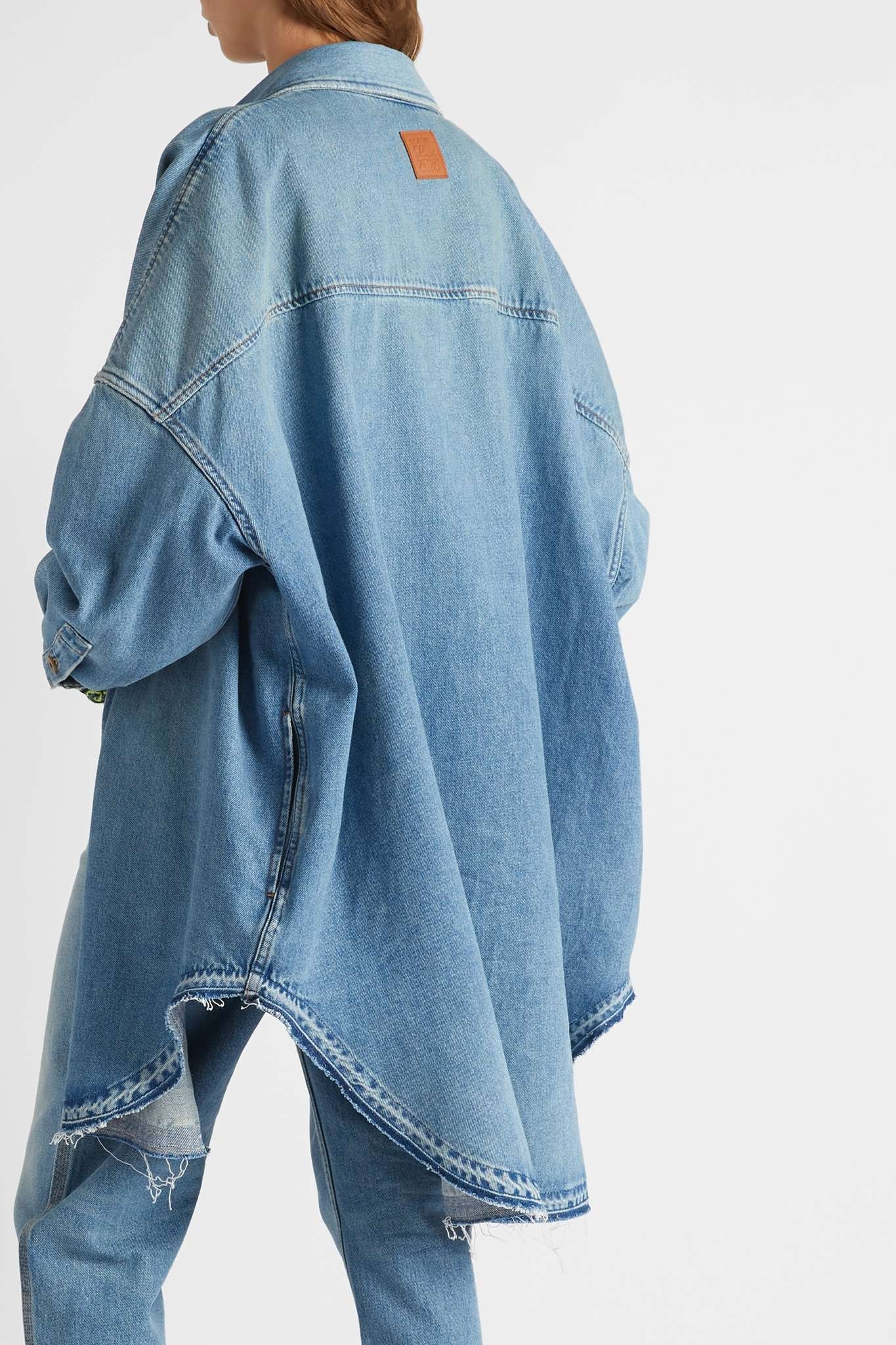 Oversized frayed denim shirt - 4