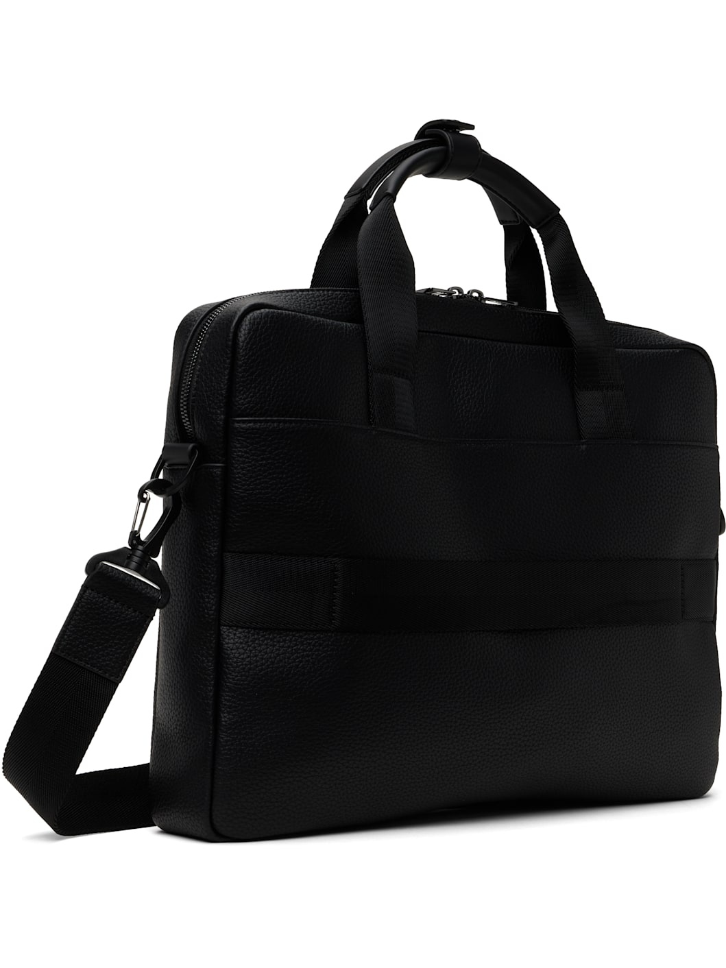 Black Logo Hardware Faux-Leather Briefcase - 3