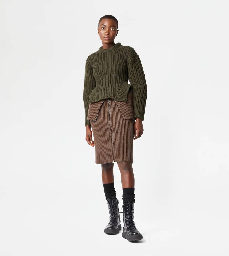 Tod's CASHMERE BLEND ROUND NECK JUMPER - GREEN outlook