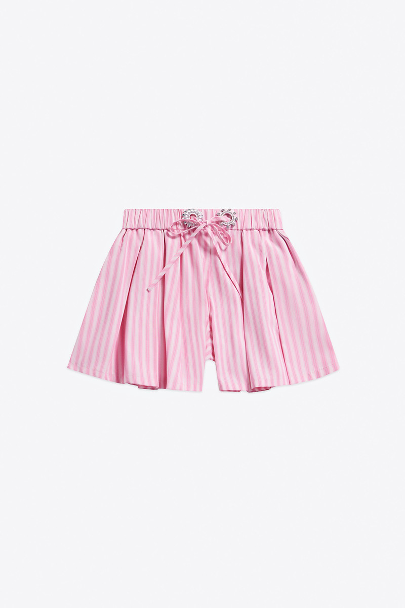CRYSTAL GROMMET POPLIN PLEATED SHORT 1