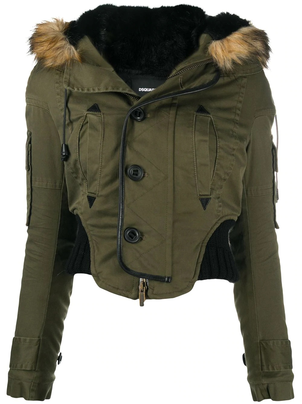 cropped parka coat - 1