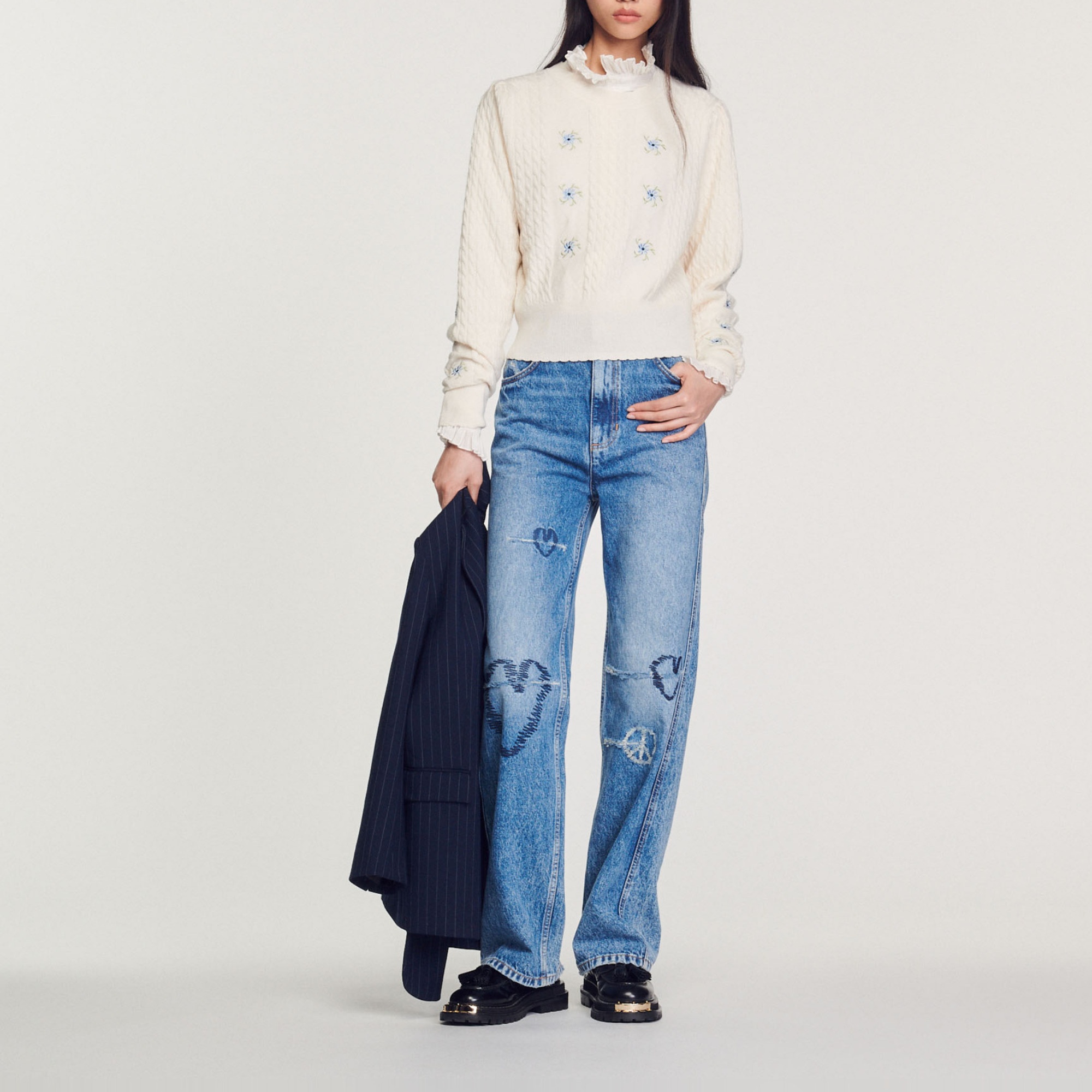 Embroidered knit sweater - 5