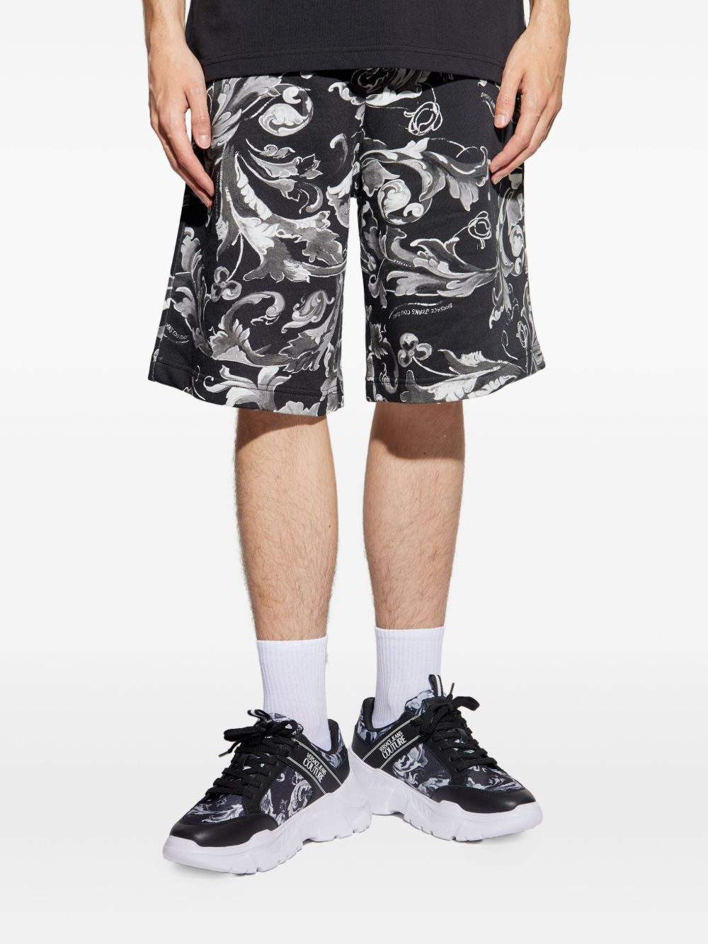 baroque-print drawstring shorts - 3