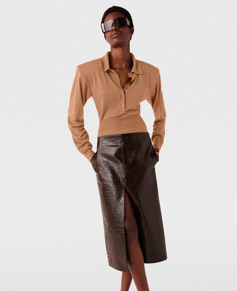 Stella McCartney Crocodile Embossed Midi Skirt outlook