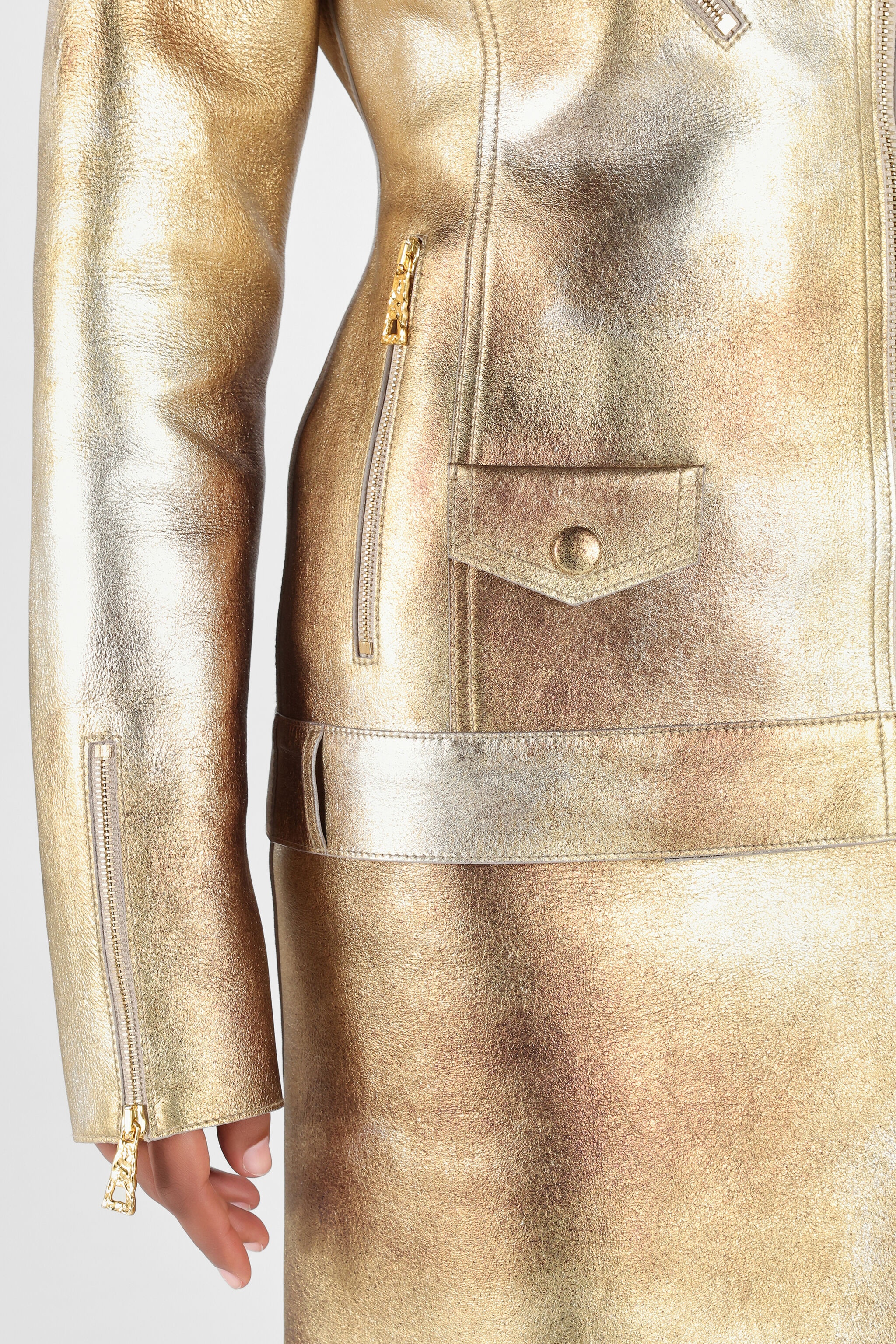 Metallic Effect Biker Jacket - 7
