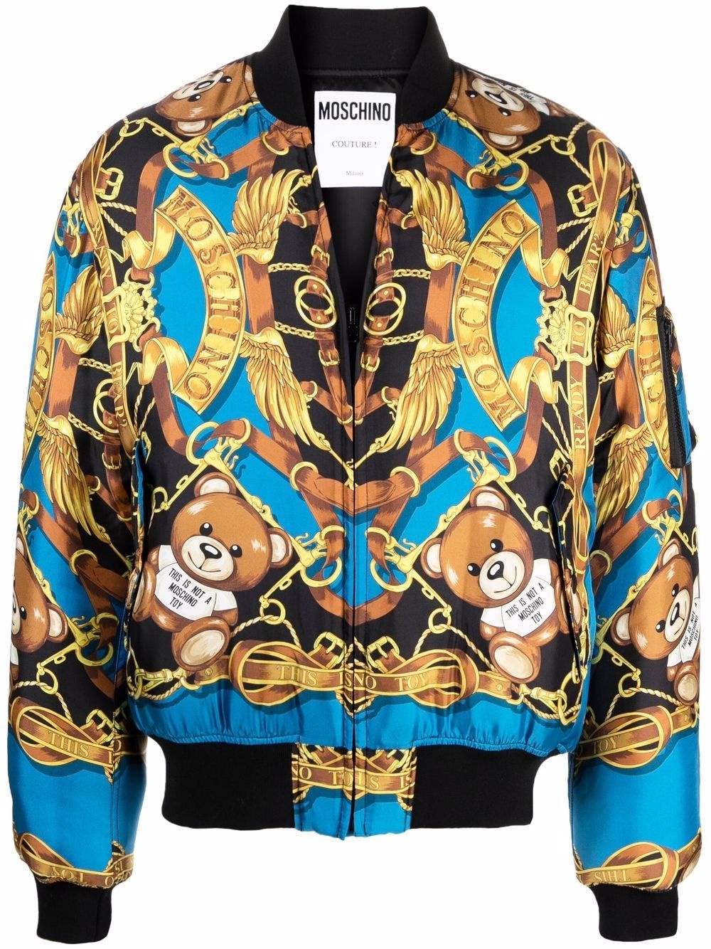 baroque-pattern print bomber jacket - 1