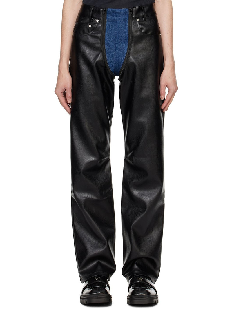 Black & Blue Lata Faux-Leather Denim Jeans 1