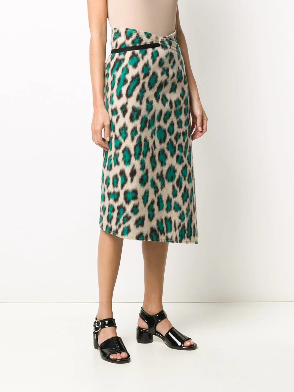 leopard print asymmetric skirt - 3