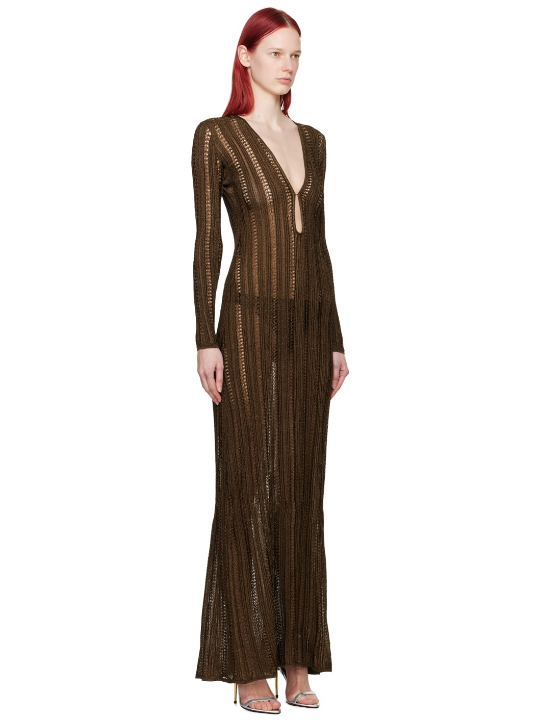 Brown Evening Maxi Dress - 2