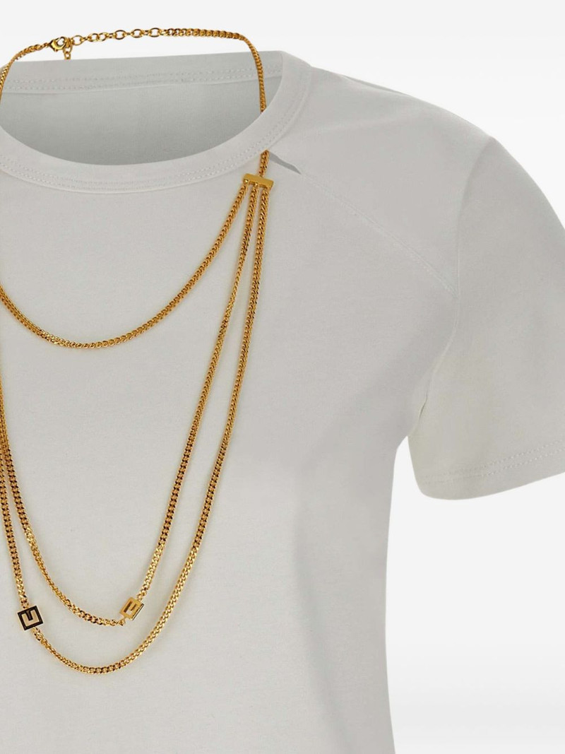 ELISABETTA FRANCHI chain-embellished cotton T-shirt outlook