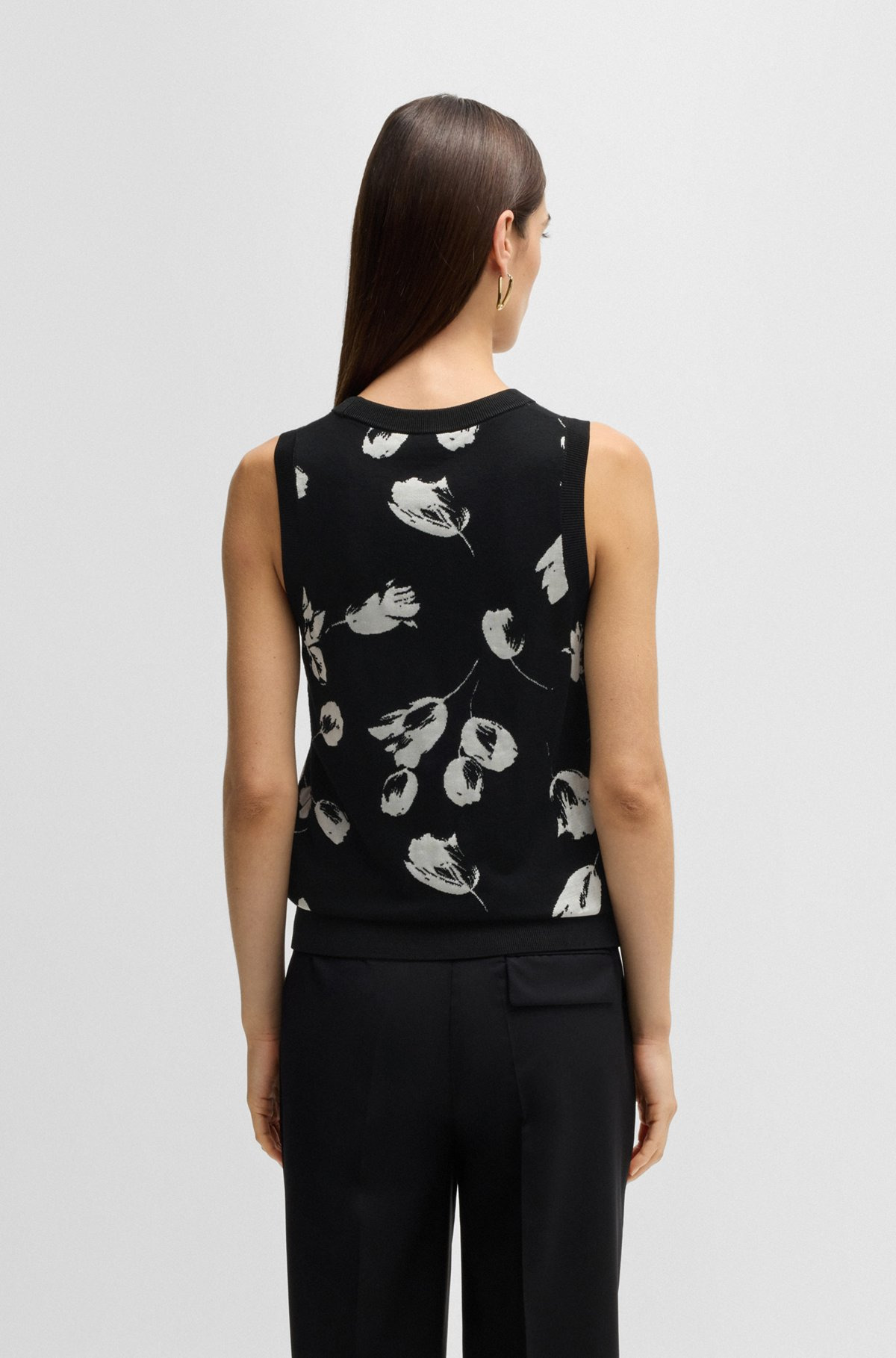 MERINO WOOL KNITTED TOP WITH TULIP JACQUARD - 4