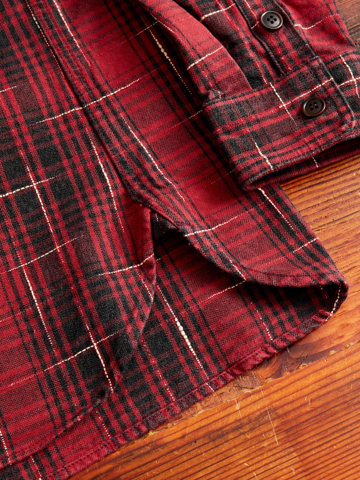 "Midare Kasuri" Heavyweight Flannel Overshirt in Red - 8