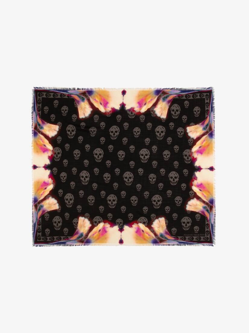 Women's Solarised Garnet Classic Skull Foulard in Black/ivory - 1