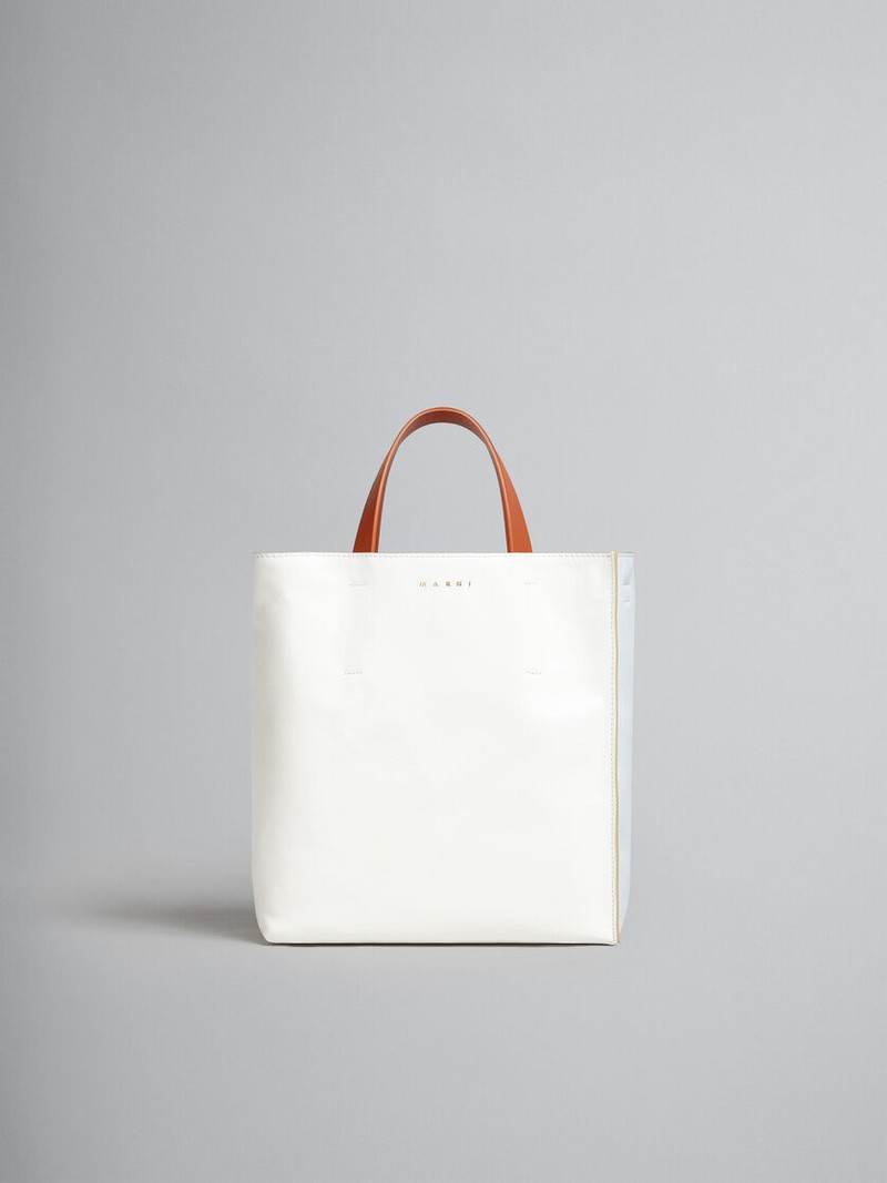 MUSEO SOFT SMALL BAG IN WHITE AND LIGHT BLUE LEATHER - 1
