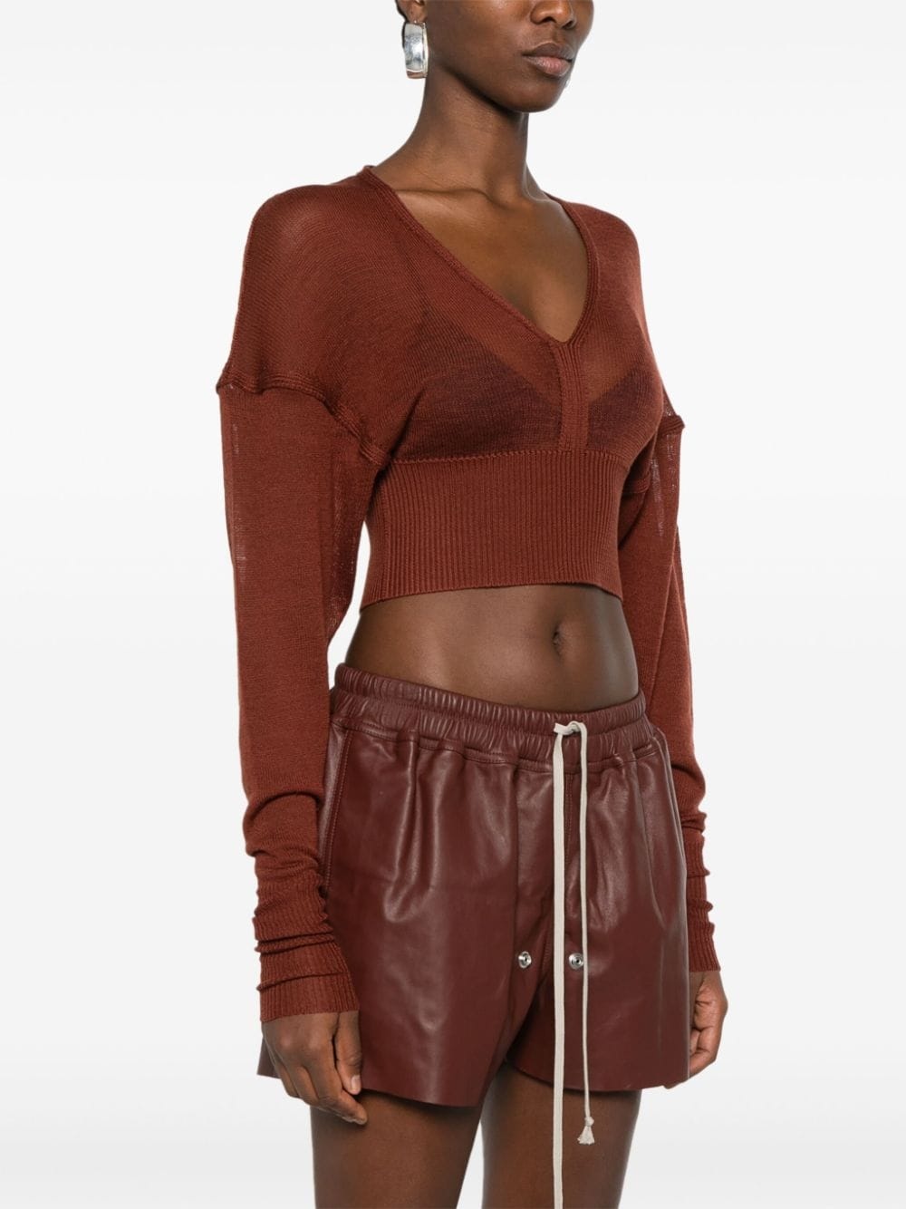 LS V fine-knit cropped jumper - 3