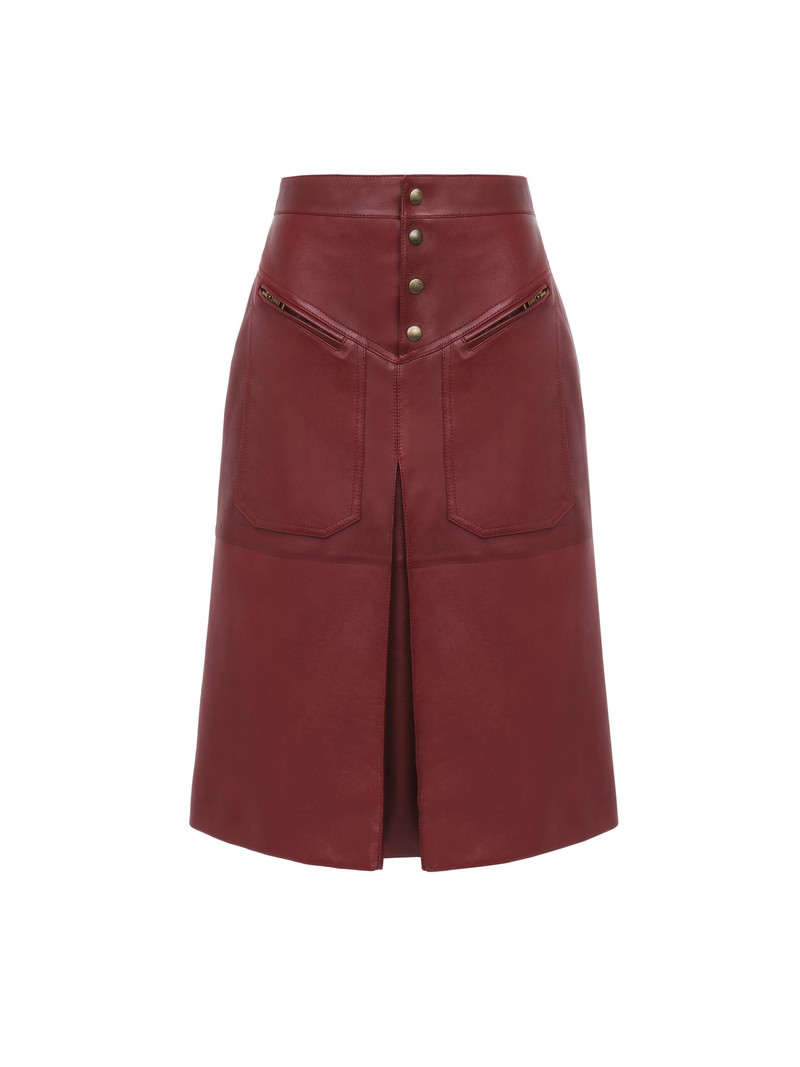KNEE-LENGTH SKIRT IN LEATHER 1