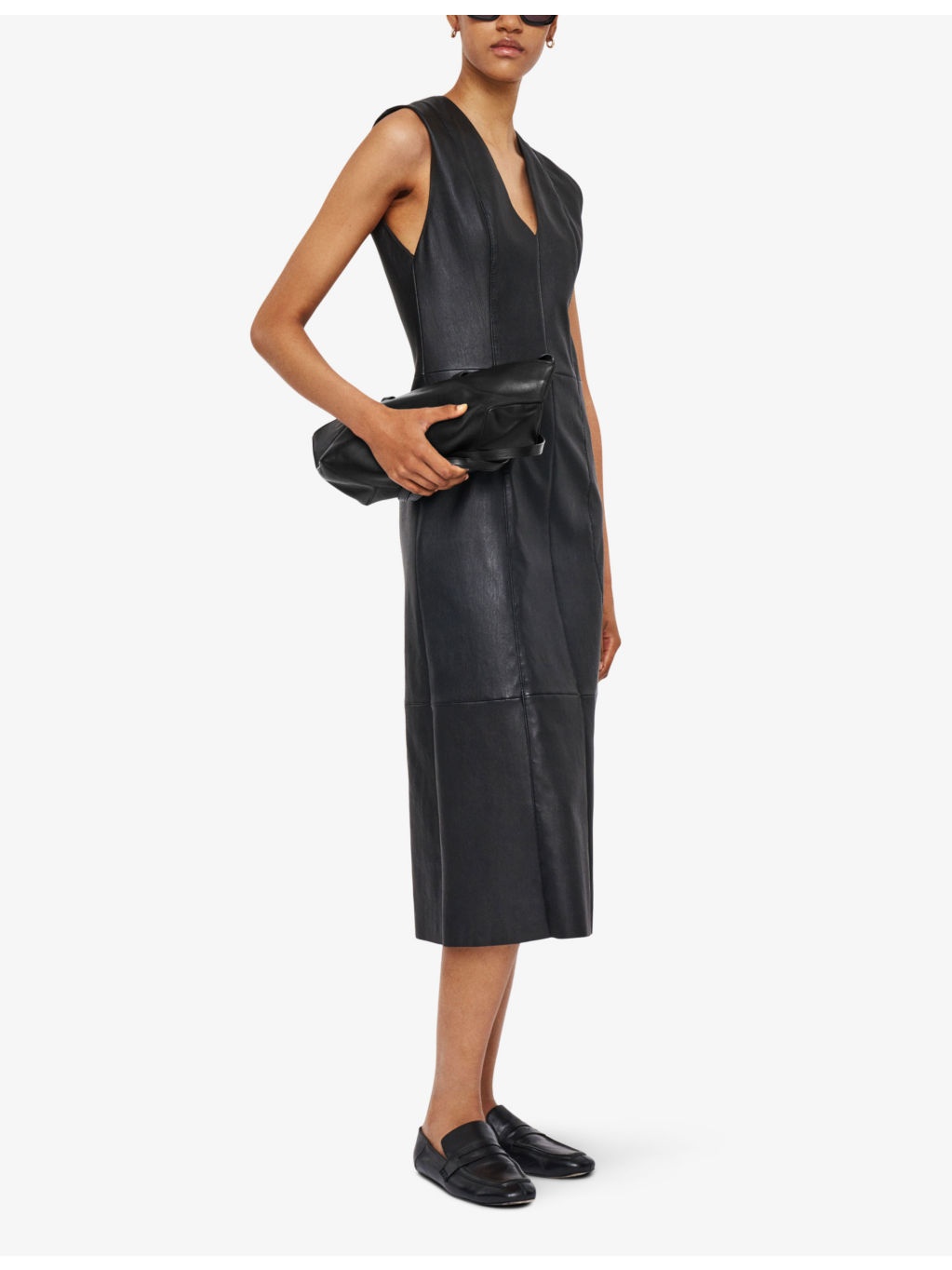 Kosma V-neck leather midi dress - 3