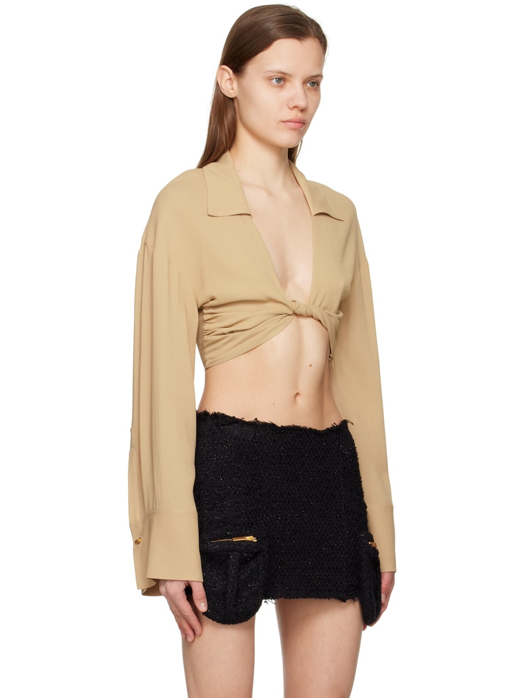 Beige Twisted Shirt - 2