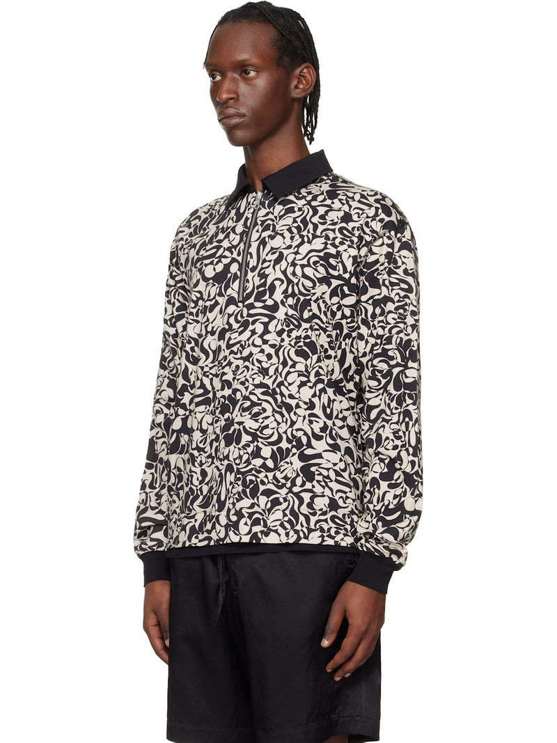 Dries Van Noten Beige & Black Printed Reversible Polo outlook