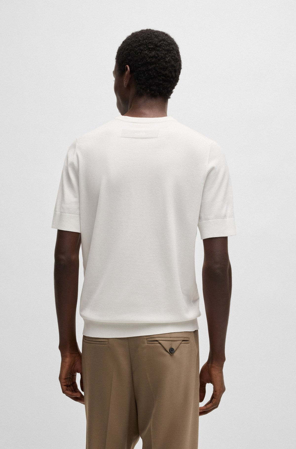 REGULAR-FIT KNITTED SWEATER WITH SHORT SLEEVES - 5
