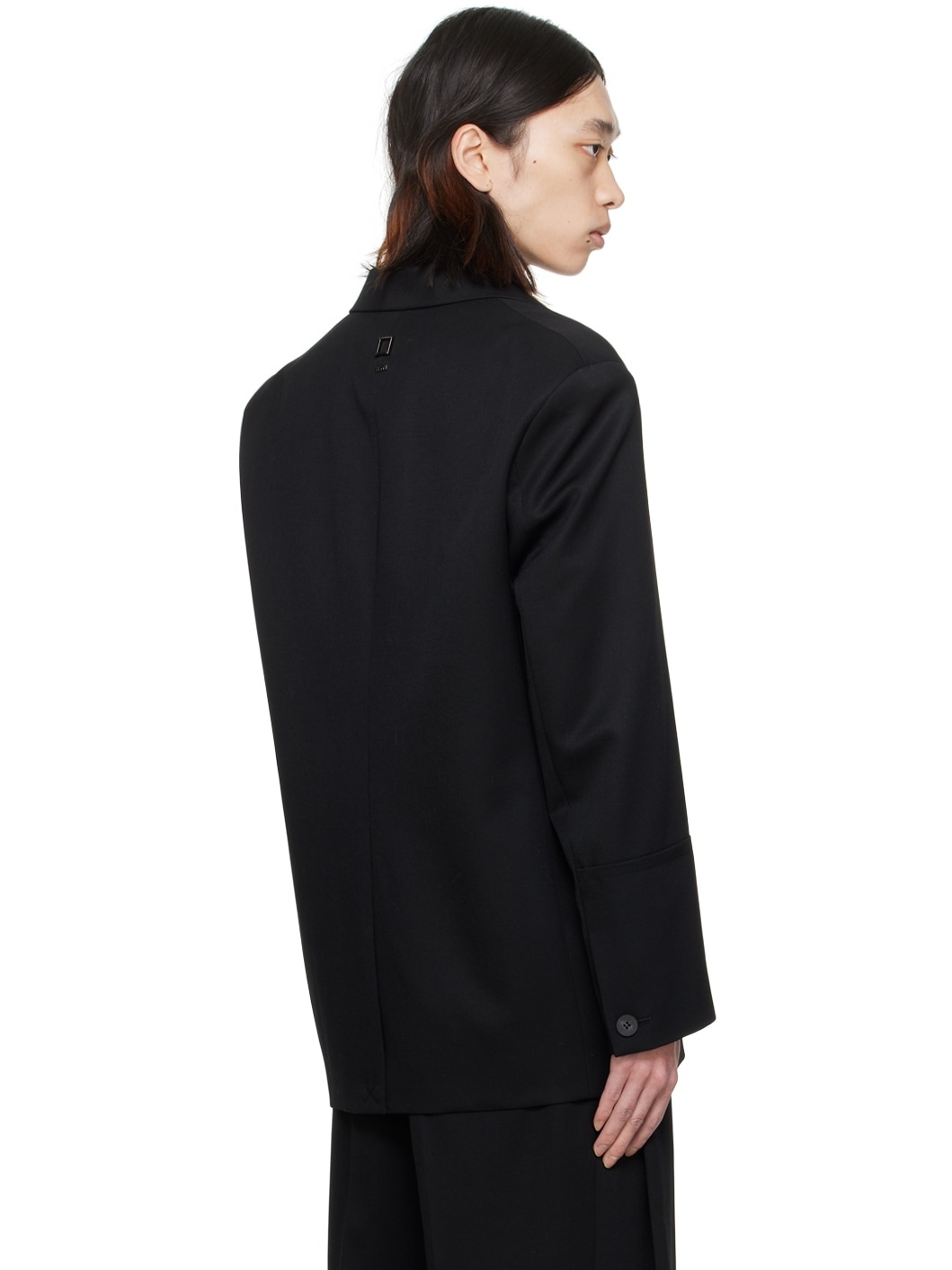 Black Notched Lapel Blazer - 3