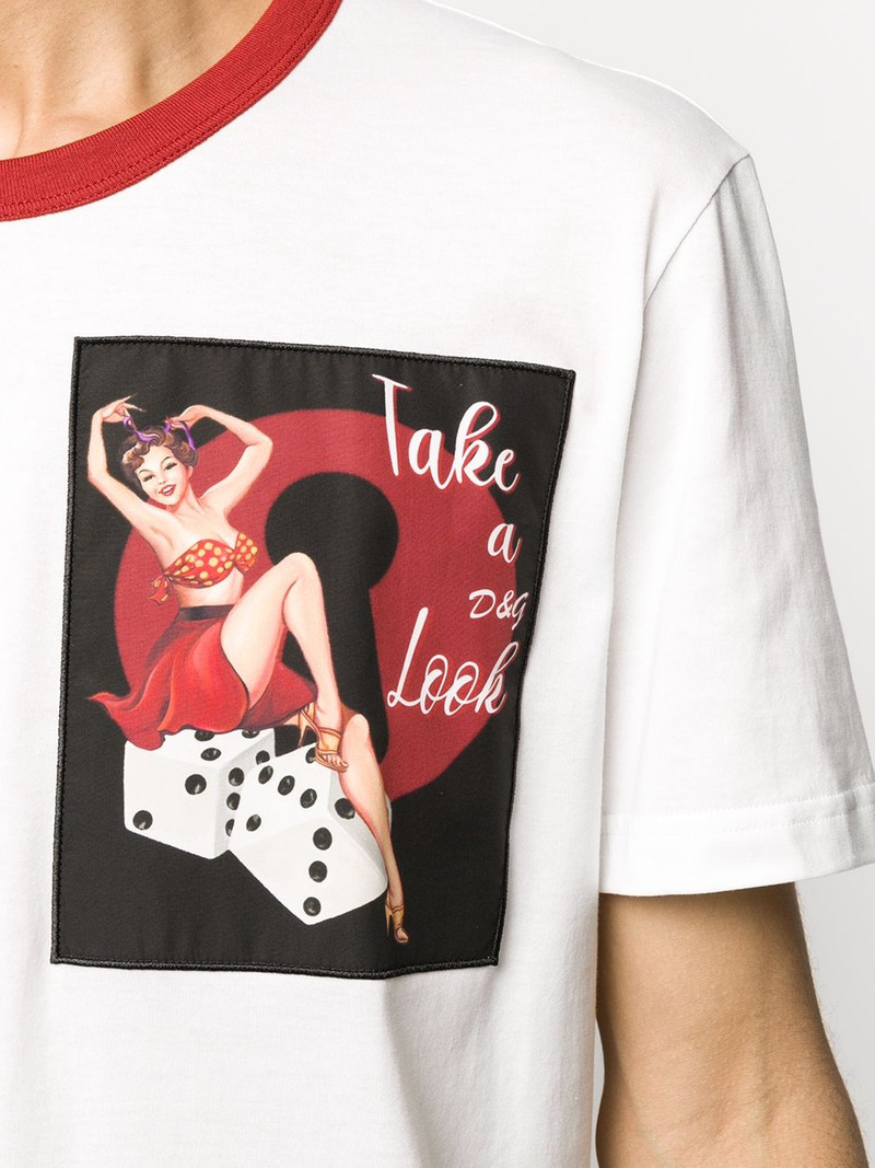 pin-up print patch T-shirt 5