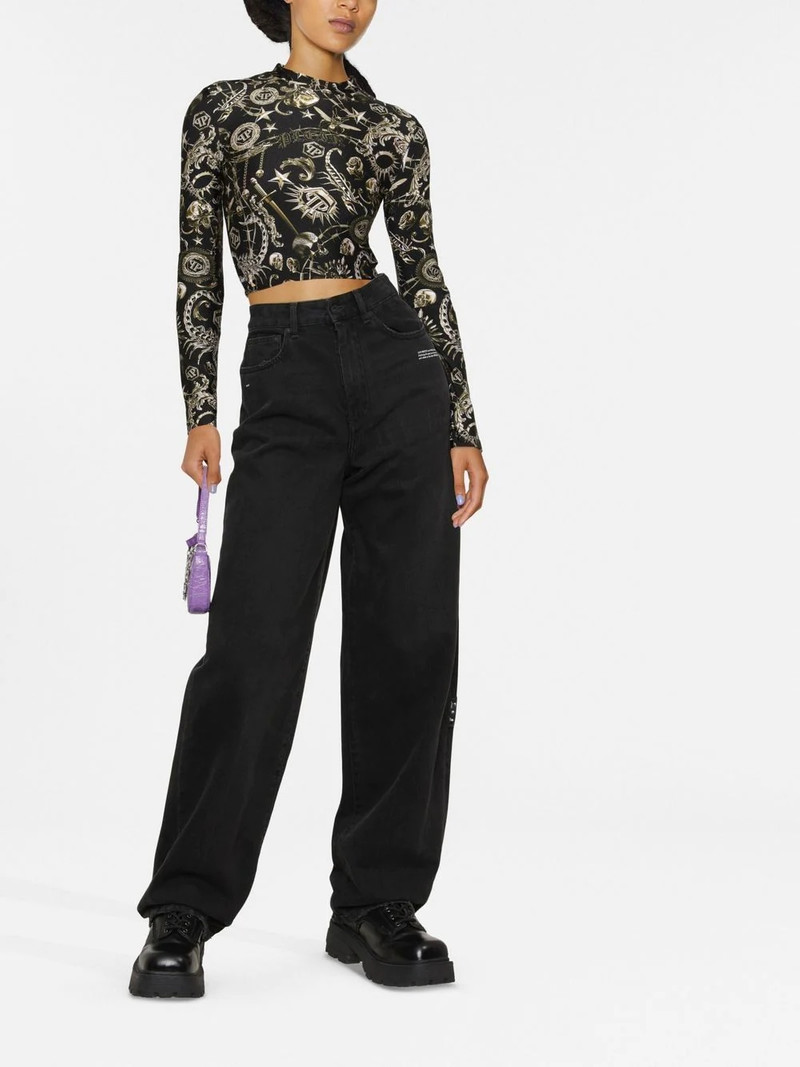 PHILIPP PLEIN graphic-print three-quarter sleeve T-shirt outlook