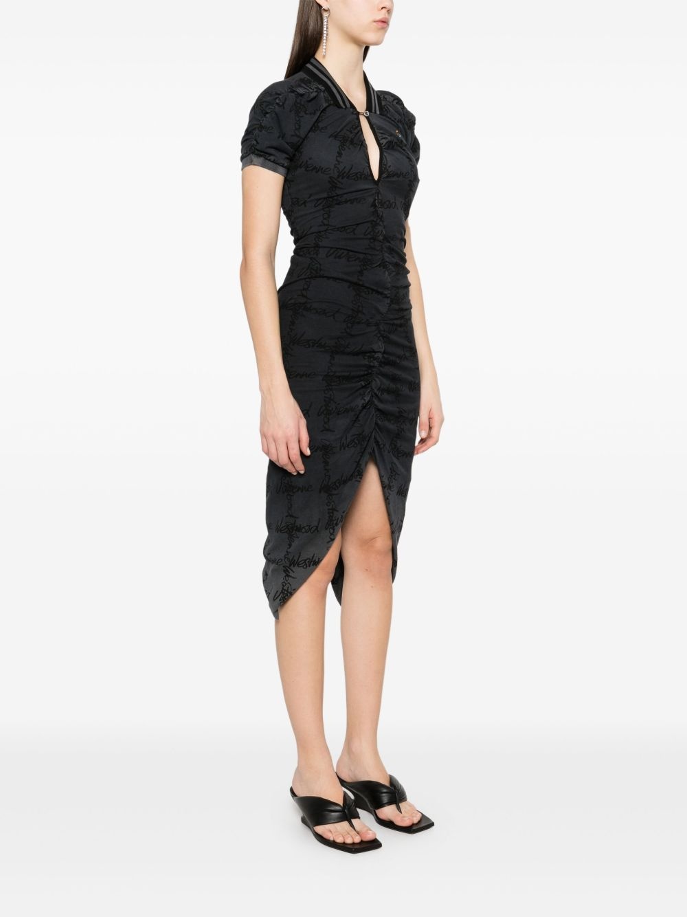 logo-print midi dress - 3