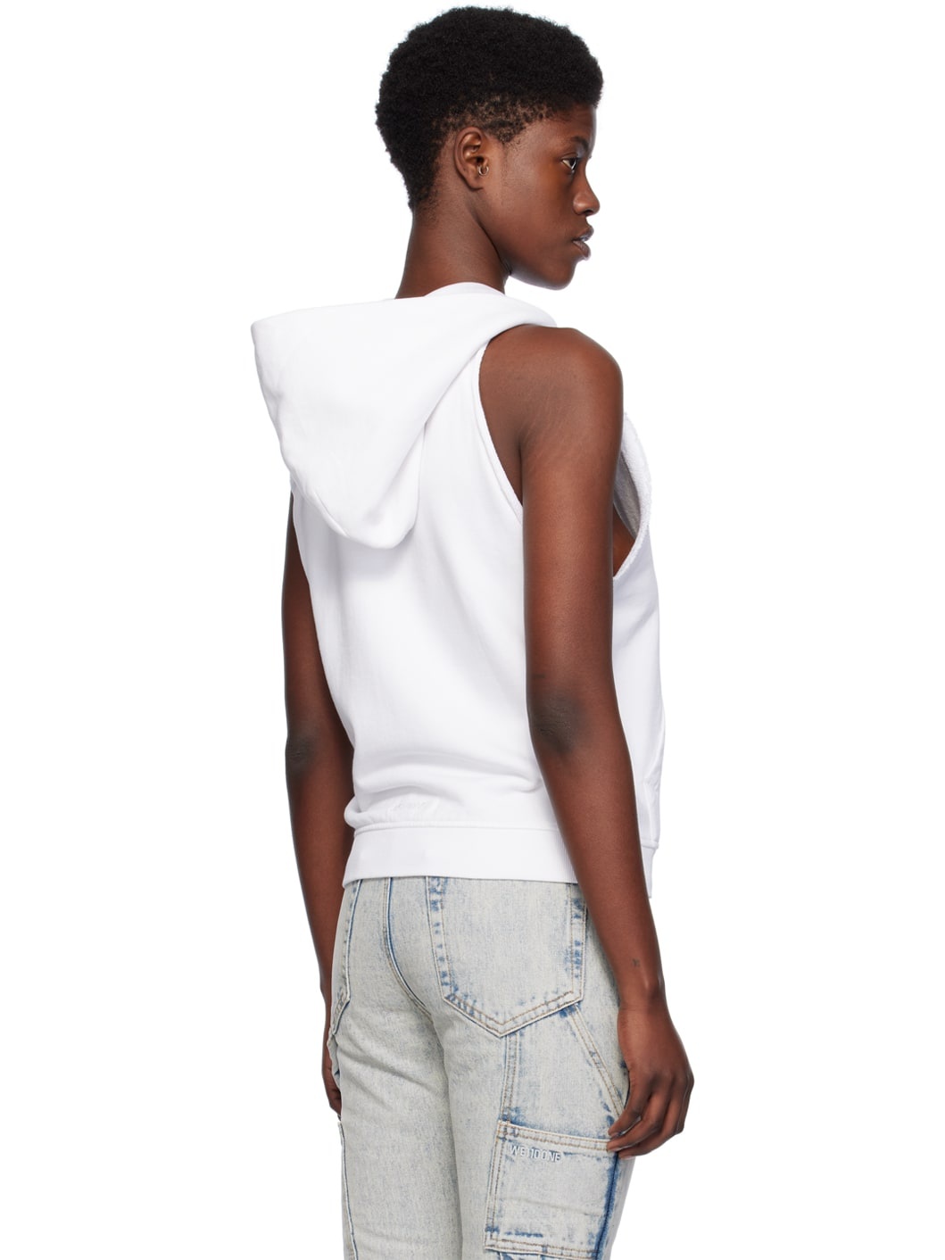 White Sleeveless Hoodie - 3