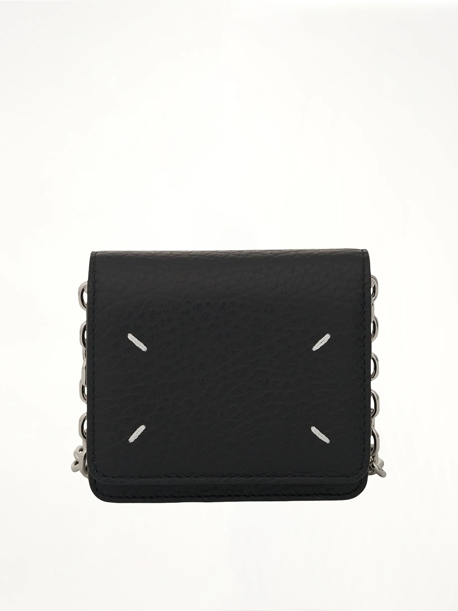 Four Stitches Chain Wallet in Black - 1