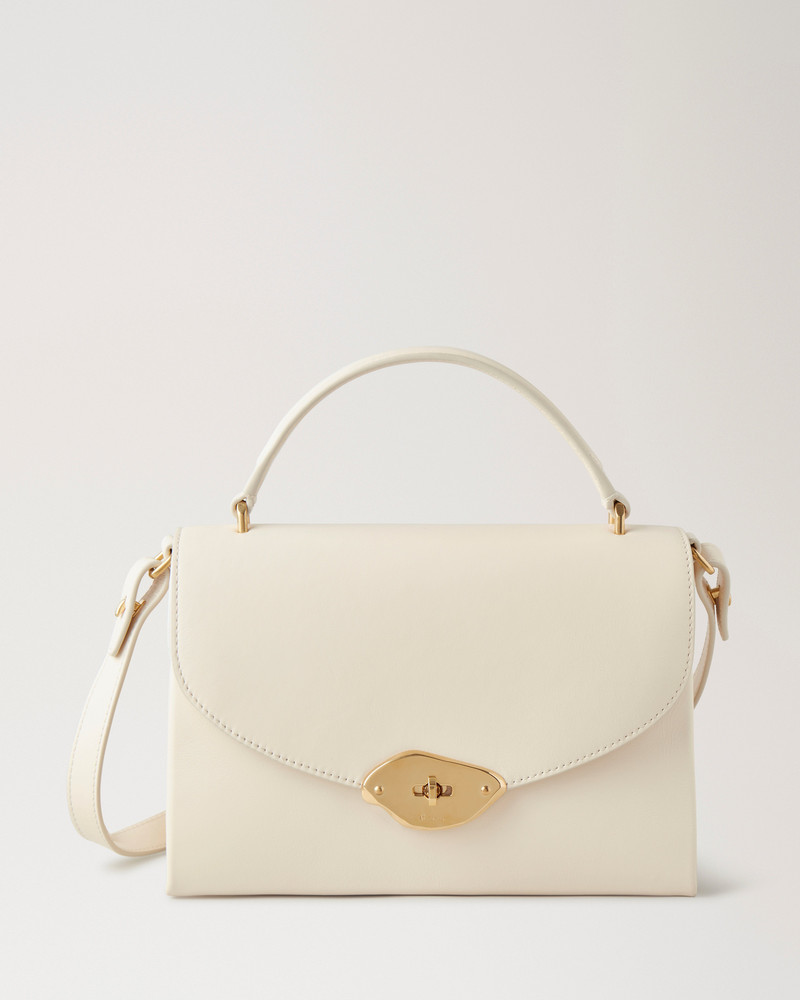 Lana Top Handle Eggshell High Gloss Leather 1