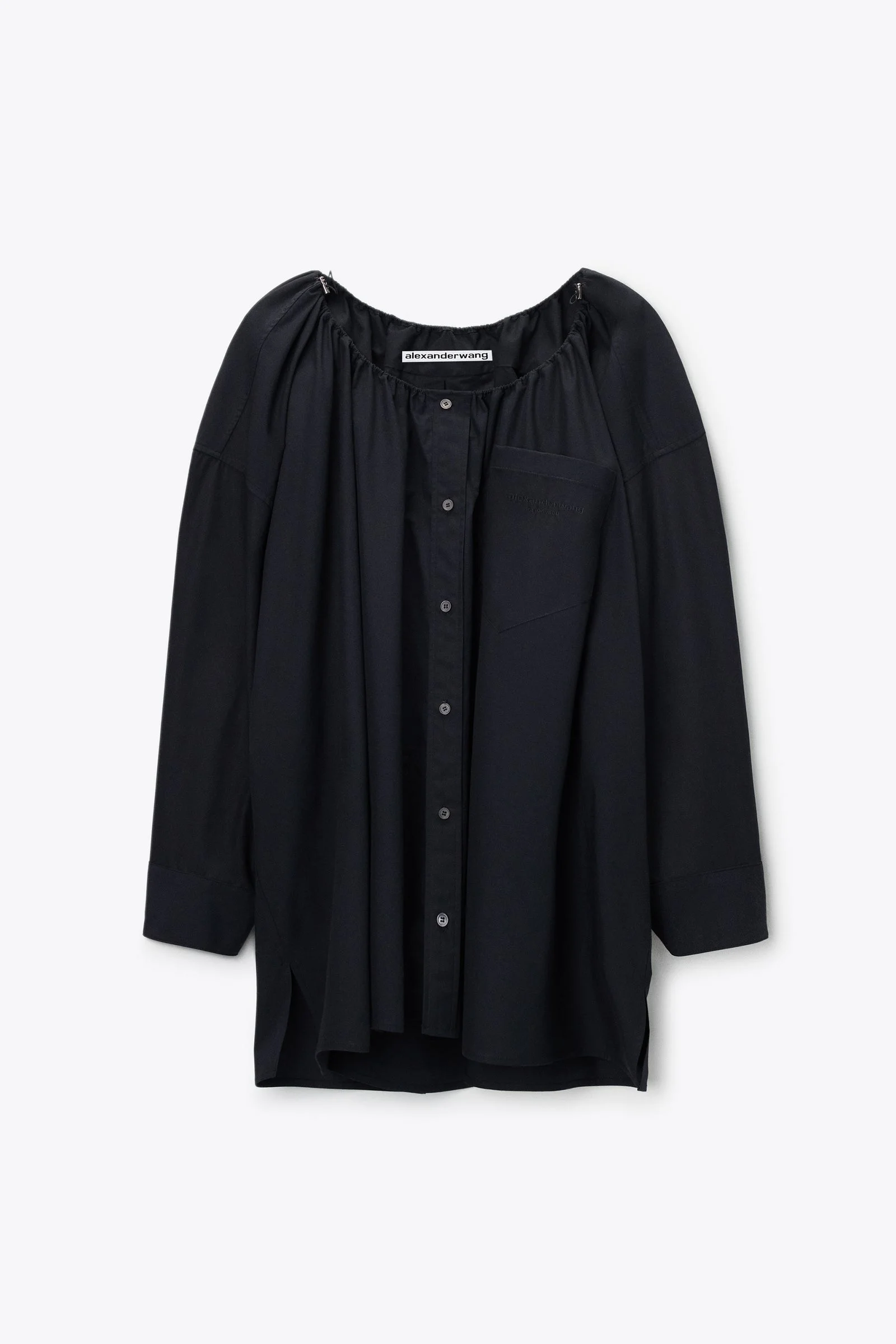 bungee scoop neck mini shirt dress - 1