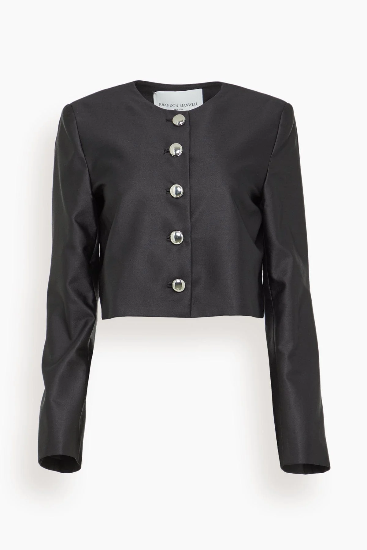 Ryder Crew Neck Single Breasted Box Jacket in Black - 1